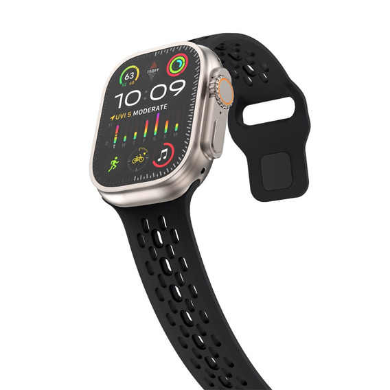 Силиконовый ремешок для Apple Watch 1/2/3/4/5/6/7/8/SE/ULTRA 42/44/45/49MM, черный