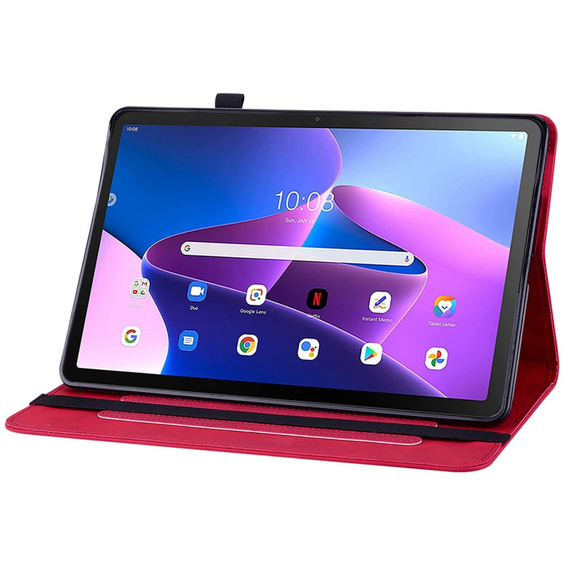 Чехол для Lenovo Tab M10 10.1 Gen 3, Wallet Pen Slot, красный