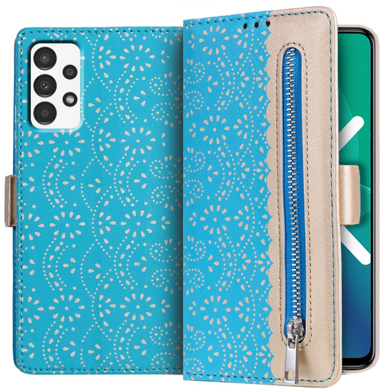 Чохол-кришка для Samsung Galaxy A33 5G, Wallet Pocket Zipper Lace, м'яти