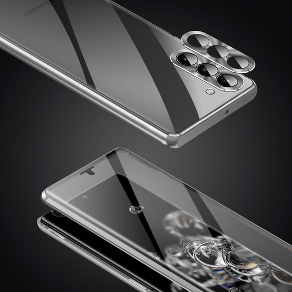 Чехол для Samsung Galaxy S23, Magnetic Dual Glass, серебряный