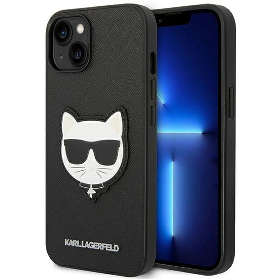 Чoхол Karl Lagerfeld до iPhone 14, Saffiano Choupette Head Patch, чорний