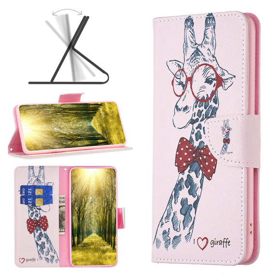 Чохол-книжка для Oppo A38 4G / Oppo A18 4G, Wallet, Giraffe рожевий