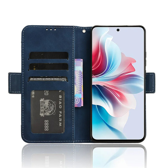 Футляр з клапаном для Oppo Reno 11F 5G, Card Slot, темно-синій