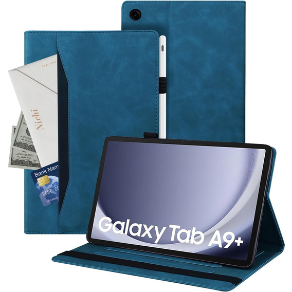 Чехол для Samsung Galaxy Tab A9+, Classic, с местом для стилуса, синий