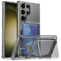 Чехол для Samsung Galaxy S23 Ultra, Card Holder Kickstand, прозрачный / черный