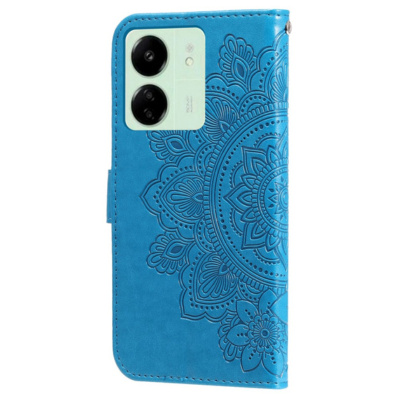 Откидной чехол для Xiaomi Redmi 13C / Poco C65, Mandala Flower, синий