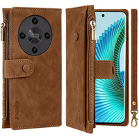 Чохол-книжка для Honor Magic 6 Lite 5G, Wallet Zipper Pocket, коричневий