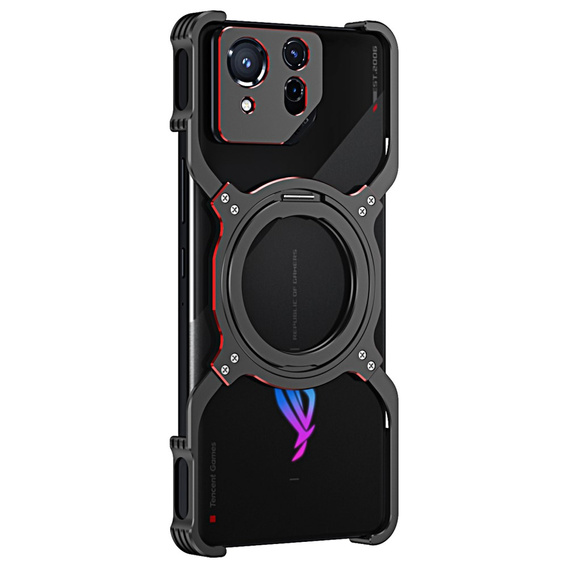 Чехол для ASUS ROG Phone 8 5G / 8 Pro 5G, Kickstand Bumper, с крышкой объектива, для MagSafe, чёрный / красный