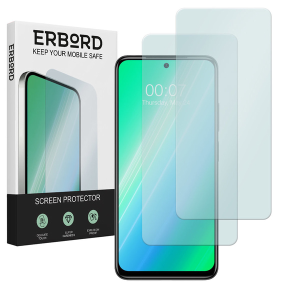 2x Загартоване скло для Motorola Moto G200, ERBORD 9H Hard Glass на екрані