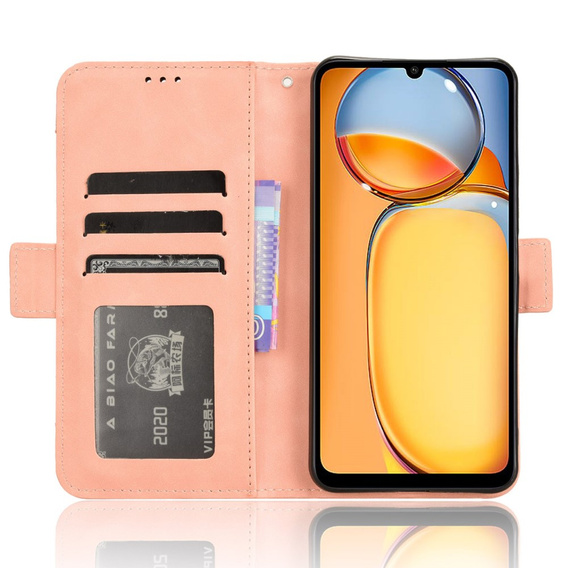 Футляр з клапаном для Xiaomi Redmi 13C / Poco C65, Card Slot, рожевий