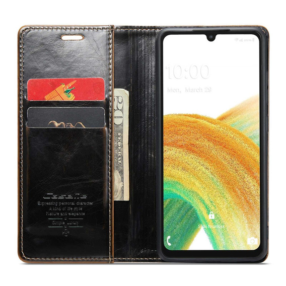 Флип-кейс CASEME для Samsung Galaxy A33 5G, Waxy Textured, кофе