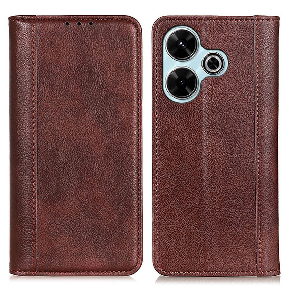 Чохол-фліп для Xiaomi Redmi 13, Split Leather, коричневий