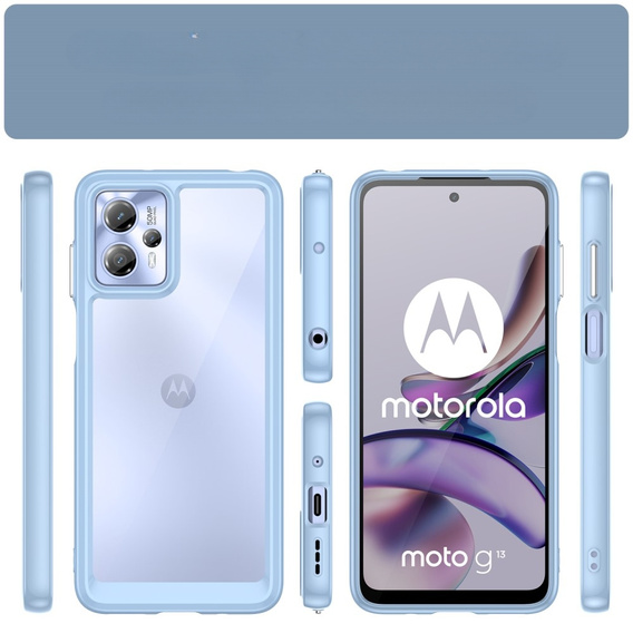 Чехол до Motorola Moto G13 / G23, Fusion Hybrid, прозрачный / синий