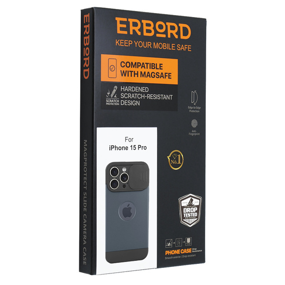 Чoхол до iPhone 15 Pro, ERBORD MagProtect Slide Camera, титановий синій