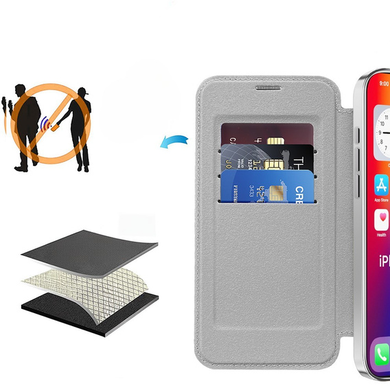 Чохол-книжка для iPhone 16 Pro, RFID Wallet MagSafe CamShield, сріблястий