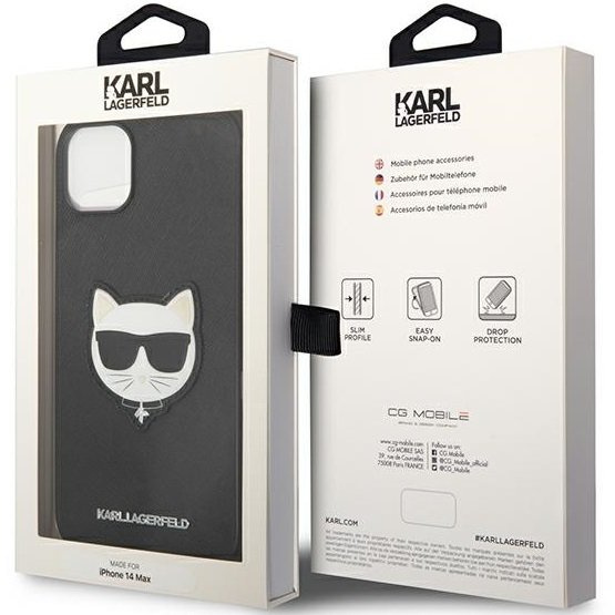 Чoхол Karl Lagerfeld до iPhone 14, Saffiano Choupette Head Patch, чорний