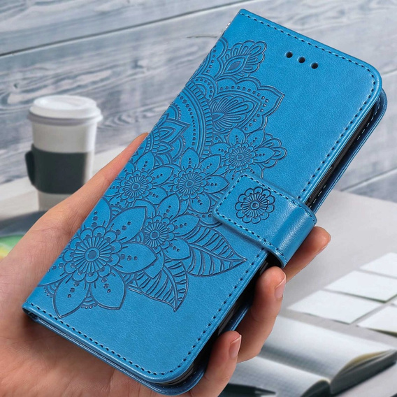 Откидной чехол для Xiaomi Redmi Note 12 5G / POCO X5 5G, Mandala Flower, синий