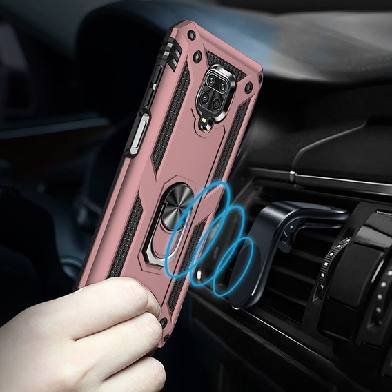 Бронированный Чехол до Xiaomi Redmi Note 9S / 9 Pro, Nox Case Ring, розовый