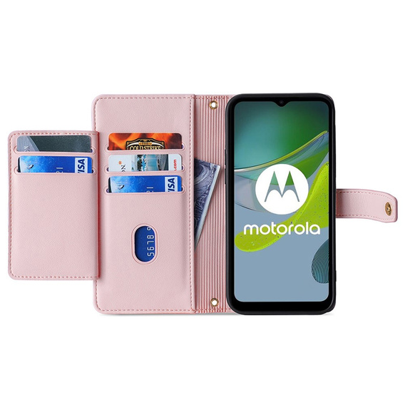 Откидной чехол для Motorola Moto G54 5G, Wallet Zipper Pocket, розовый