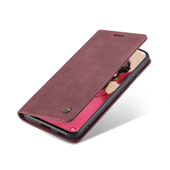 Чехол CASEME для Samsung Galaxy S21 FE, Leather Wallet Case, красный