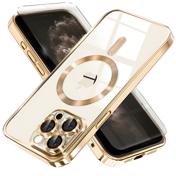 Чохол для iPhone 11 Pro, Electro MagSafe, золотий + Скло на екран
