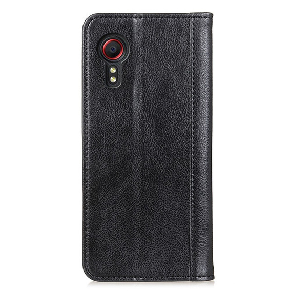 Чехол до Samsung Galaxy Xcover 7, Wallet Litchi Leather, чёрный