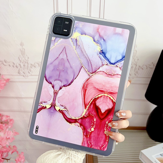 Чохол для Xiaomi Pad 6, TPU Hybrid, Marble, рожевий