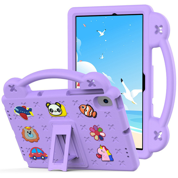 Детский чехол для Samsung Tab A8 X200 / X205, Cute Patterns, с подставкой, фиолетовый