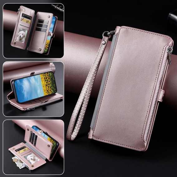 Откидной чехол для Xiaomi Redmi 14C / Xiaomi Poco C75, Wallet Zipper Pocket, розовый