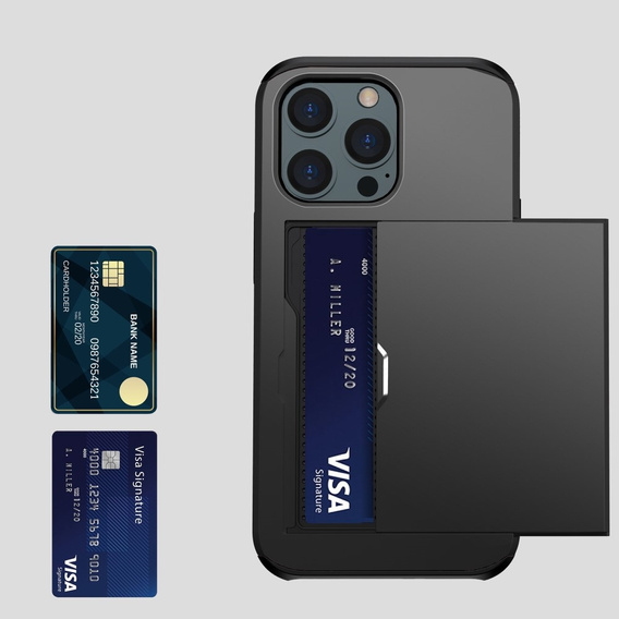 Чехол до iPhone 15 Pro, Sliding Card Holder, чёрный