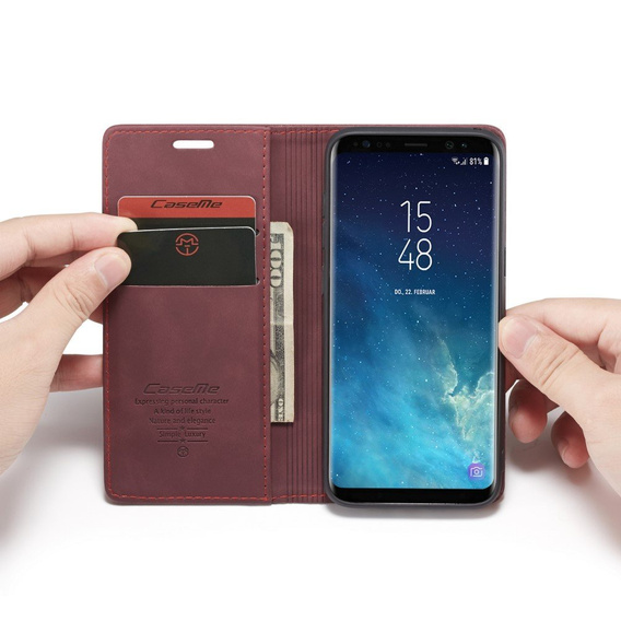 Чехол CASEME для Samsung Galaxy S8, Leather Wallet Case, бордовый