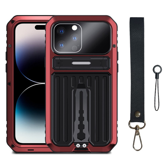 Бронированный чехол для iPhone 14 Pro, Metal Hybrid, красный