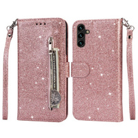 Чохол-книжка для Samsung Galaxy A35 5G, Wallet Zipper Pocket Glittery, рожевий rose gold