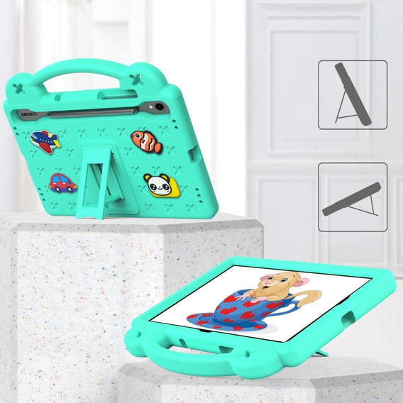 Дитячий чохол для планшета Samsung Galaxy Tab S7/S8/S9, Cute Patterns, з підставкою, зелений