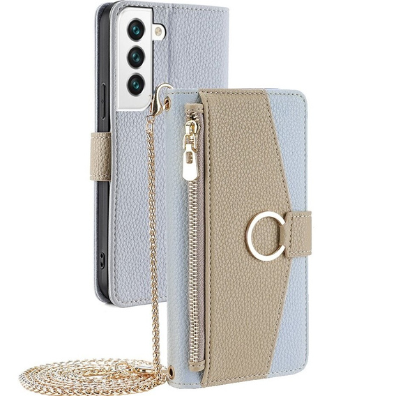 Чохол-книжка для Samsung Galaxy S22, Wallet Zipper Pocket, з дзеркалом, м'яти