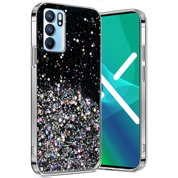 Чехол до OPPO Reno 6 5G, Glittery, чёрный