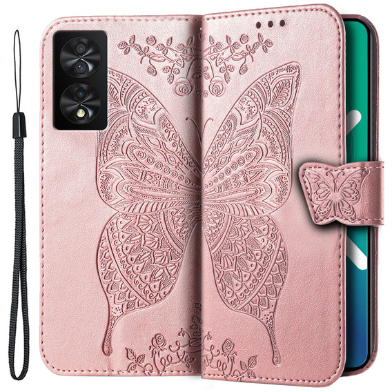 Чохол-книжка для TCL 40 NXTPaper, Butterfly, рожевий rose gold