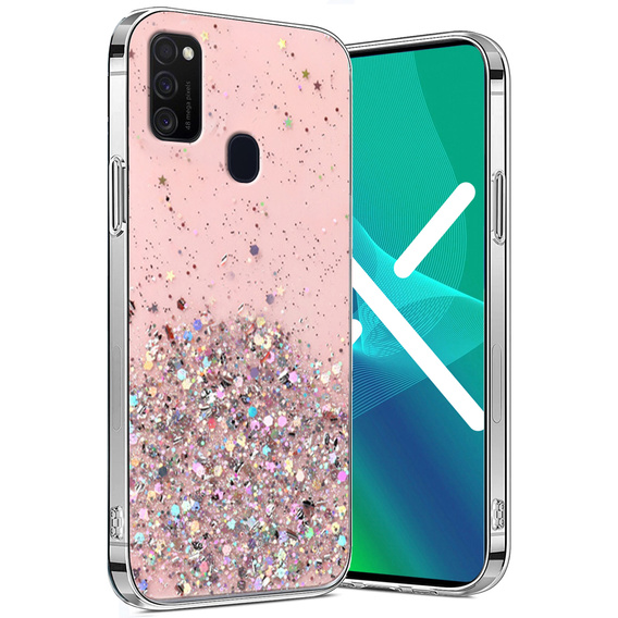 Чехол до Samsung Galaxy M21, Glittery, розовый