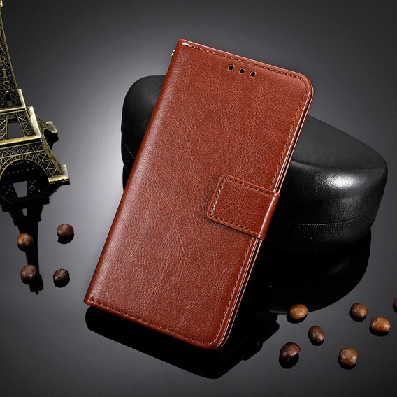 Футляр з клапаном для Motorola Moto G14, Crazy Horse Wallet, коричневий