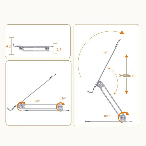 Стальная подставка для ноутбука до 17", ERBORD P89, серый