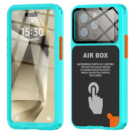 IP68 Водонепроницаемый чехол для iPhone 15 Pro, SHELLBOX Air Box, синий