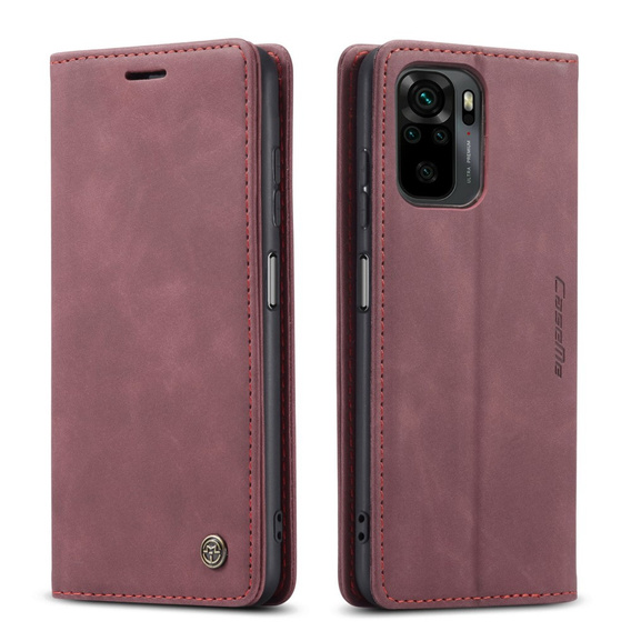 Чехол CASEME для Xiaomi Redmi Note 10 / 10S, Leather Wallet Case, бордовый