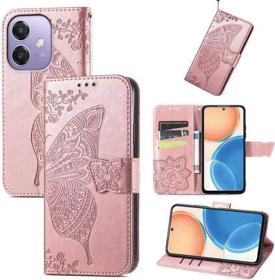 Чохол-книжка для Oppo A40 / Oppo A40m, Butterfly, рожевий rose gold