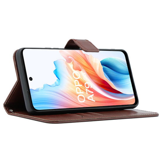 Откидной чехол для Oppo A79 5G, Crazy Horse Wallet, коричневый