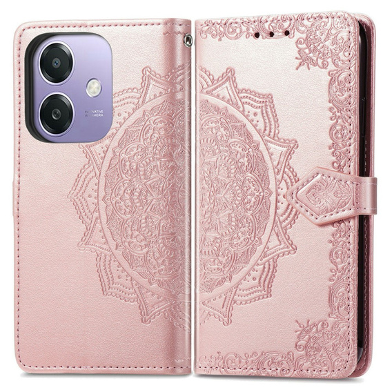 Откидной чехол для Oppo A40 / Oppo A40m, Mandala, розовый rose gold