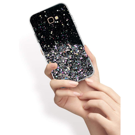 Чехол до Samsung Galaxy J4 Plus, Glittery, чёрный