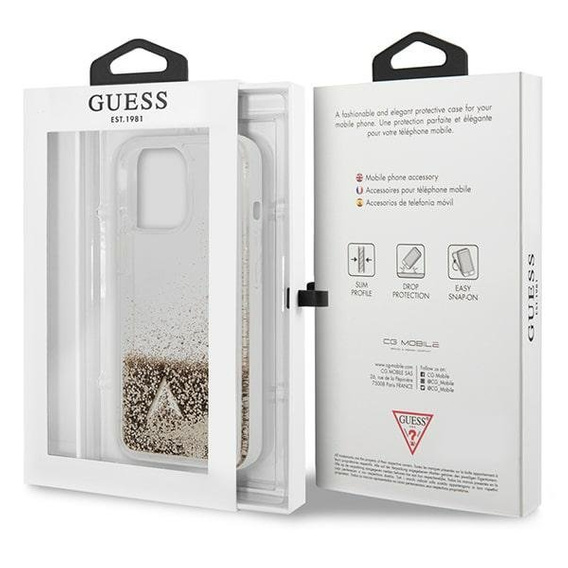 Чехол GUESS до iPhone 14 Pro, Liquid Glitter Charm Hardcase, золотой