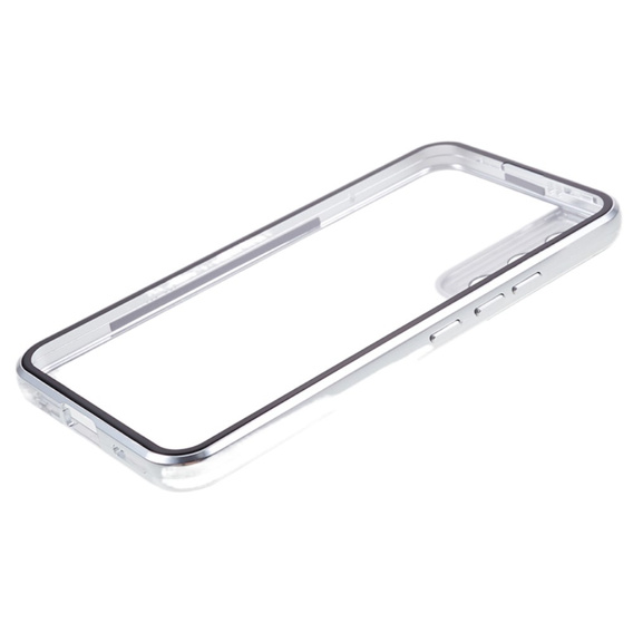 Чехол для Samsung Galaxy S22, Magnetic Dual Glass, серебряный