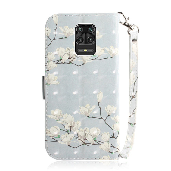 Чохол-книжка для Xiaomi Redmi Note 9S / 9 Pro / 9 Pro Max, magnolia flowers, білий