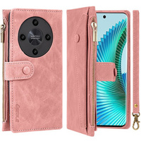 Откидной чехол для Honor Magic 6 Lite 5G, Wallet Zipper Pocket, розовый